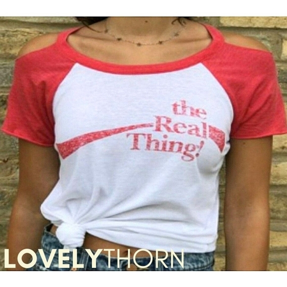 CHASER // ltd ed coke the real thing cut-out cold shoulder tee tshirt - Picture 1 of 13